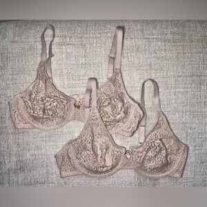 Wacoal 2 Pack Nude Beige Lace 40C Underwire Convertible Bras Racerback Romantic